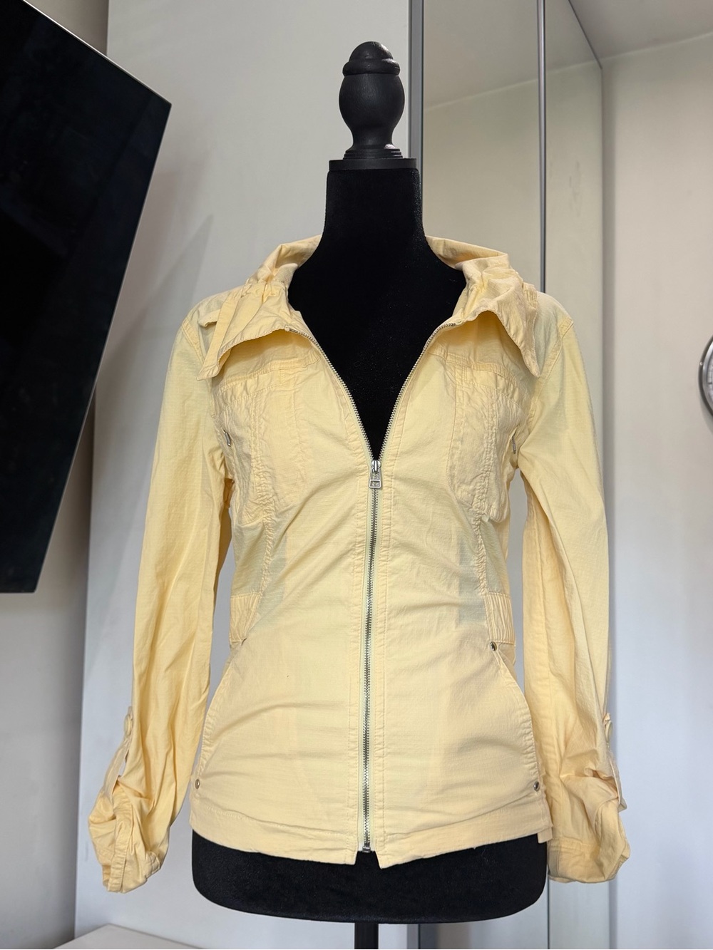 Chico's Yellow Zip Front Lightweight Utility Jacket